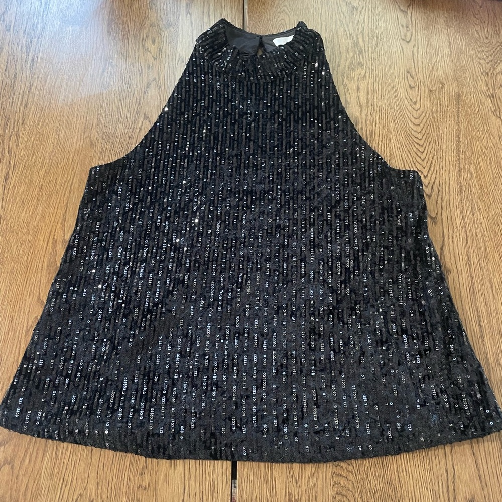 Black Sequin Sleeveless Top